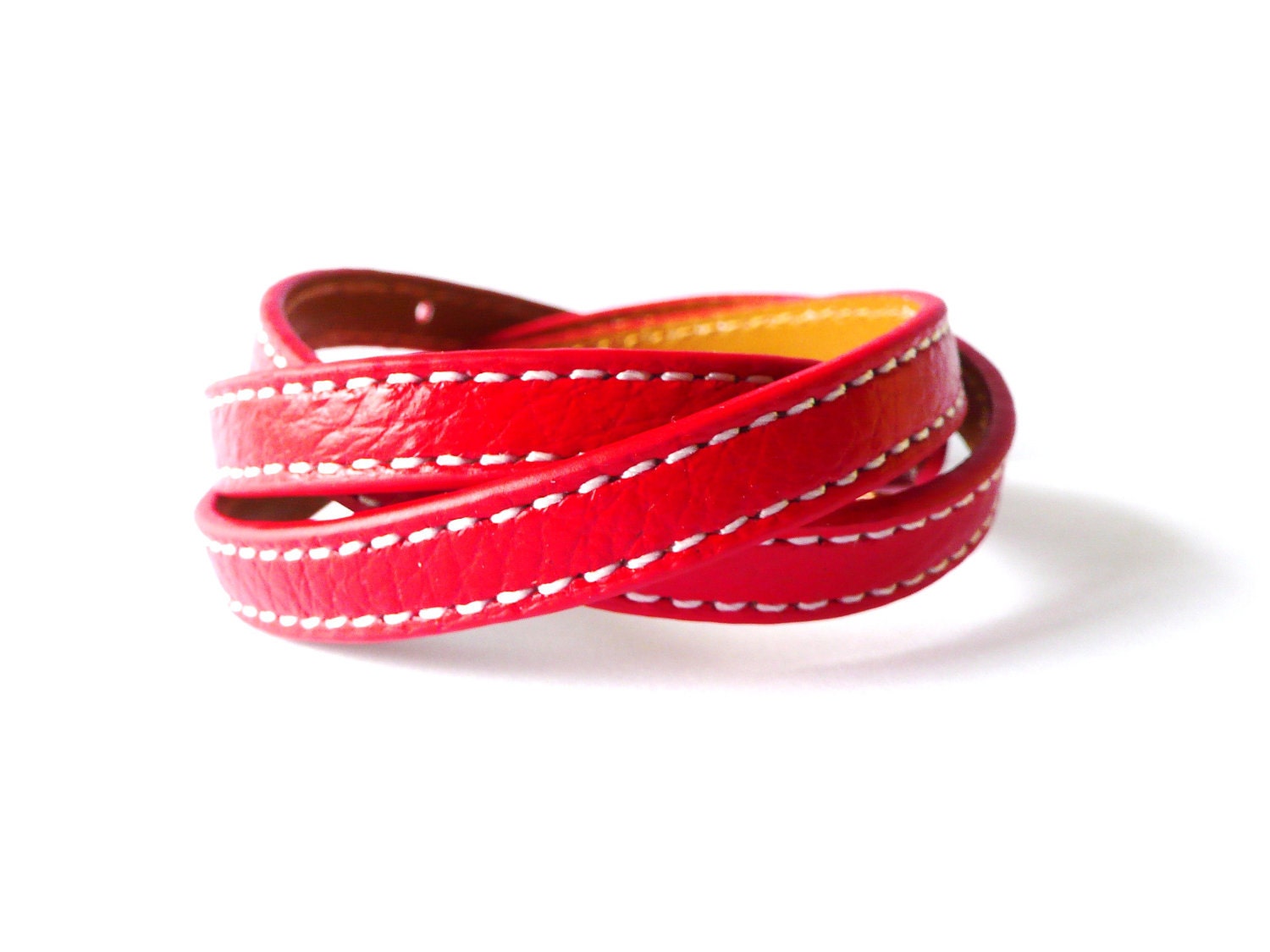 Multi Wrapped Red Leather Bracelet