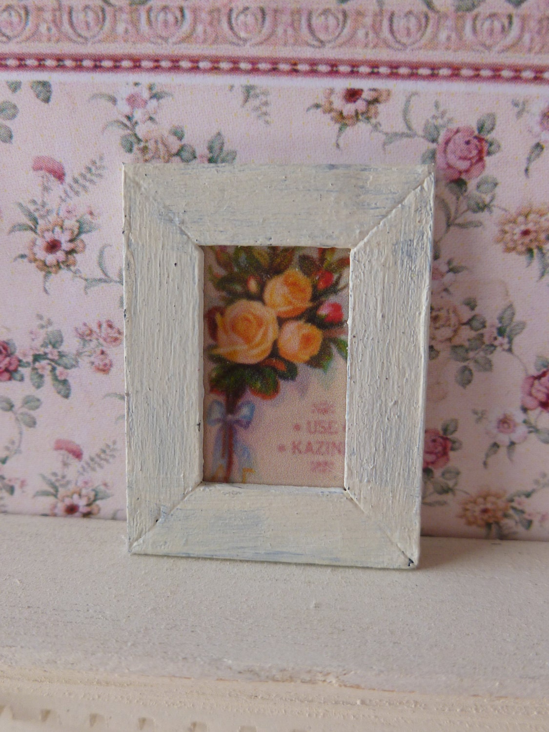 Dollhouse Miniature Picture, Roses Wall Art