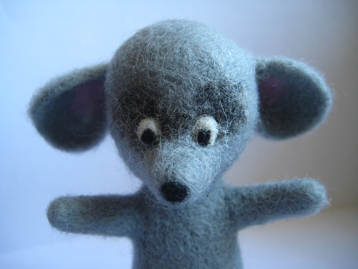 Felt Mouse Baby - Needle felted soft sculpture Grey Cute collectible toy Desk decor Woolen home decor