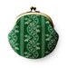 Lined Green Czech Flower Coin Purse