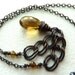 Whiskey Quartz Necklace Petro Tourmaline Oxidized Copper Brown Gemstone Handmade Autumn Cognac - 'Glengarry'