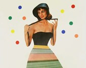 Print of Original Paper Collage - Technicolor Girl - Colorful Art