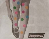 Colorful Collage Print, Mixed Media, Jeepers, Print of Original Collage, frighten