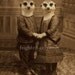 Meerkat Art Print, Mixed Media Collage Print, The Meerkats, 5x7 Sepia Altered Antique Childrens Portrait, frighten