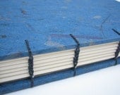 Sapphire Blue Guest Book / Sketch Book - Coptic Stitch Binding with Banana Paper Cover, Made to Order