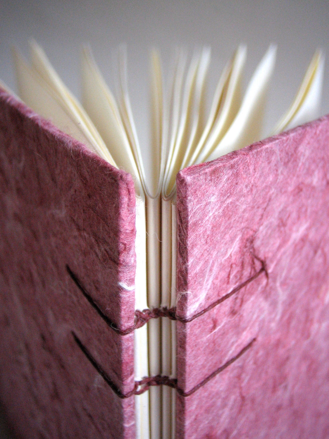Raspberry Wedding Guest Book / Sketch Book - Coptic Stitch Binding, Hand Bound Book, Made to Order