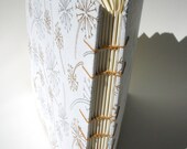 White Wedding Guest Book / Sketch Book - Coptic Stitch Binding, Floral Print, Hand Bound Book, Made to Order