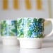 Two Vintage Mugs - Stacking Retro Set of Mugs - Blue and Green Floral Stacking Cups - Mug Set