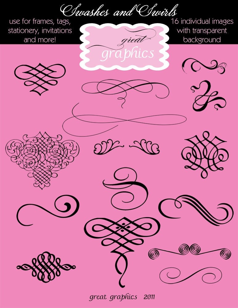 Wedding Clipart Swirl Clip Art Wedding Digital Clip Art Flourish Clip Art Calligraphy Clip Art Instant Download Il_170x135