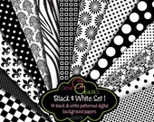Black and White Paper Digital Paper Printable Black and White Invitation Paper Party Printable Paper Background - Instant Download Il_170x135