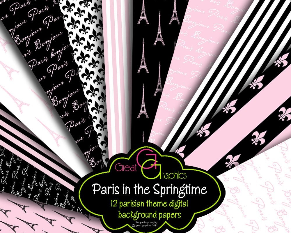 Paris Paper Pink Paris Digital Paper Paris Digital Download Paris Printable Eiffel Tower Paper Instant Download Il_170x135