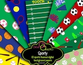 Sports Digital Paper Sports Printables Football Paper Baseball Paper Cheerleader Digital Paper Instant Download