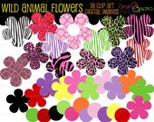 Animal Print Digital Clip Art Flower Clipart Printable Flower Digital Clipart Animal Print Clipart Instant Download Il_170x135
