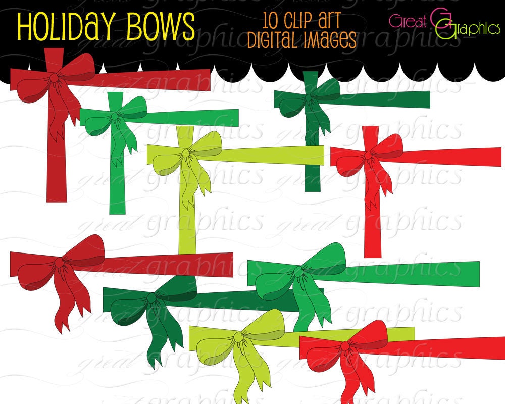 Christmas clip art, holiday bow clip art, present bows digital clip art, printable bows for invitations, digital scrapbooking Il_170x135