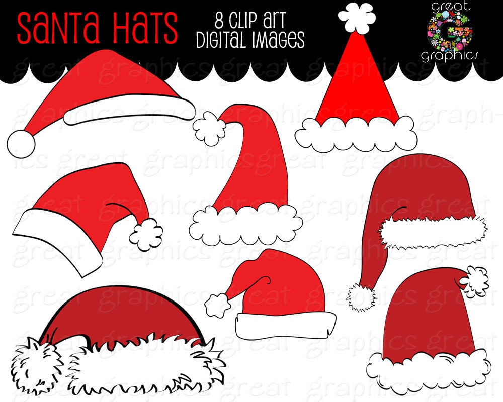 Christmas Santa Hat Clip art Santa Hat clip art printable Christmas clip art santa hat digital clip art images santa claus clip art Il_170x135