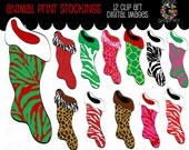 Christmas Clip Art Stocking Animal Print Christmas Stocking printable Christmas clip art, digital clip art animal print stocking clipart Il_170x135