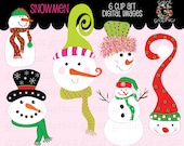 Snowman clip art, snowman digital clip art, christmas digital clipart, christmas clip art, printable snowman clip art Il_170x135