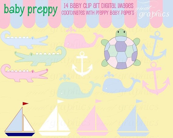 Baby Preppy Clip Art Preppy Clipart Digital Clipart Preppy Alligator Whale Baby Shower Clipart Instant Download Il_570xn