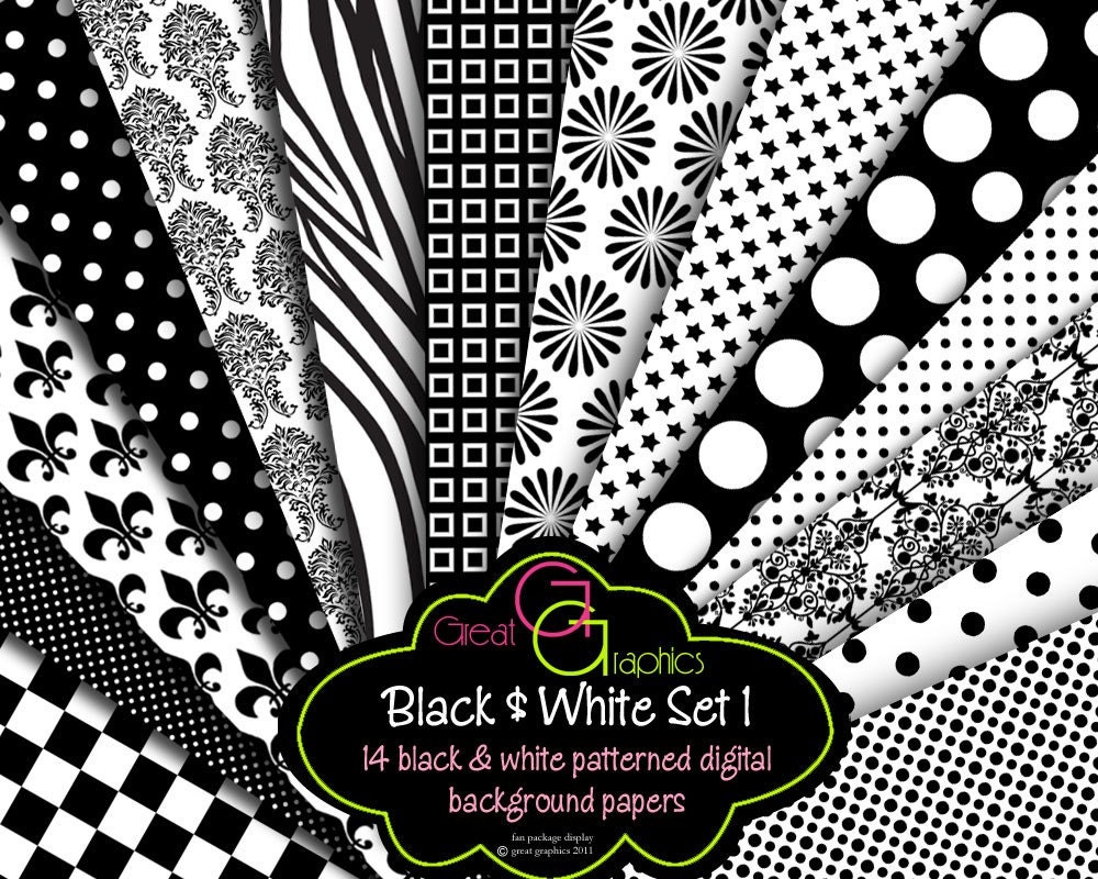 Black and White Paper Digital Paper Printable Black and White Invitation Paper Party Printable Paper Background - Instant Download Il_570xn
