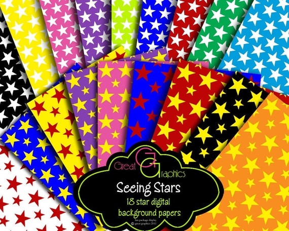 Star Paper Star Digital Paper Digital Stars Background Paper Printable Paper Party Paper - Instant Download Il_570xn