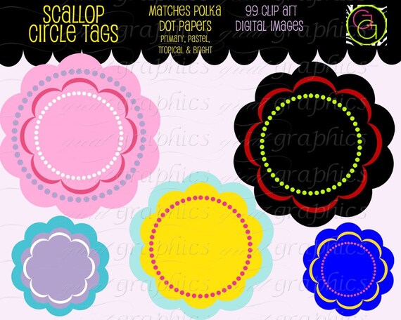 Scallop Frame Digital Scallop Frame Scallop Tag Frame Clip Art Clipart Frame Digital Frame Instant Download Il_570xn