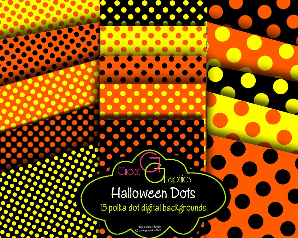 Digital Halloween Paper Polka Dot Digital Paper Printable Halloween Paper Invitation Paper Party Paper - Instant Download Il_570xn