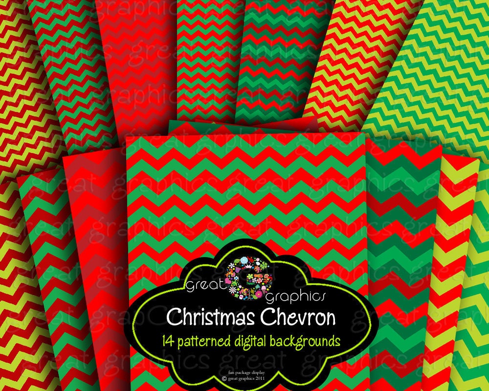 Christmas Chevron Backgrounds, printable background sheets - chevron pattern, chevron digital background paper Il_570xn
