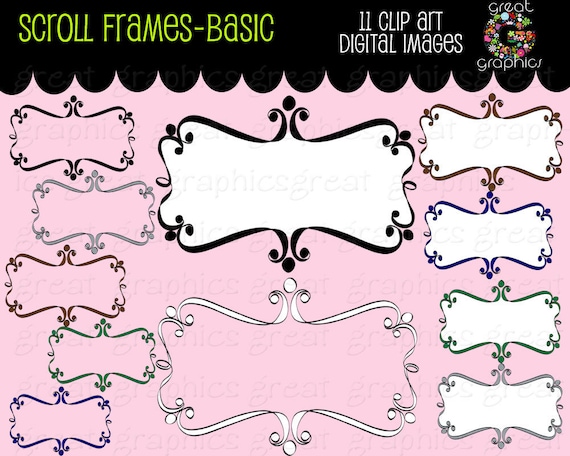 Clip Art Frame Frame Clip Art Digital Frame Clipart Frame Clipart Printable Frame Clipart Frame Swirl - Instant Download Il_570xn