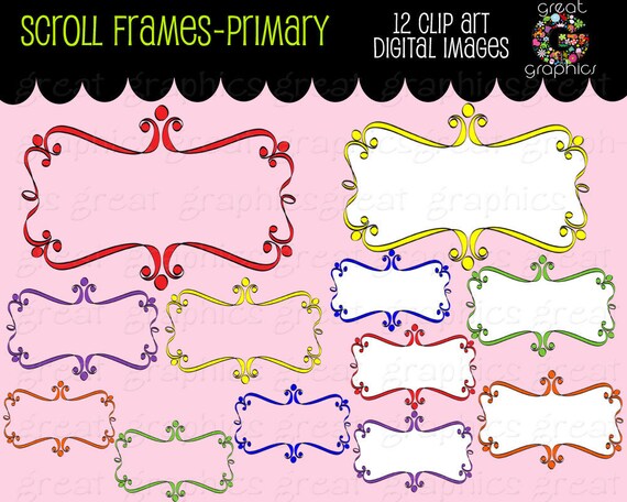 Frame Clip Art Digital Frame Clipart Whimsical Frame Frame Clipart Clip Art Frame - Instant Download Il_570xn