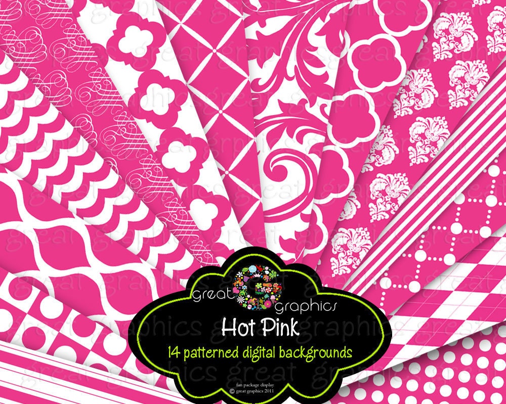 Digital Paper Hot Pink Paper Party Paper Printable Invitation Background Paper Digital Background Damask Paper - Instant Download Il_570xn