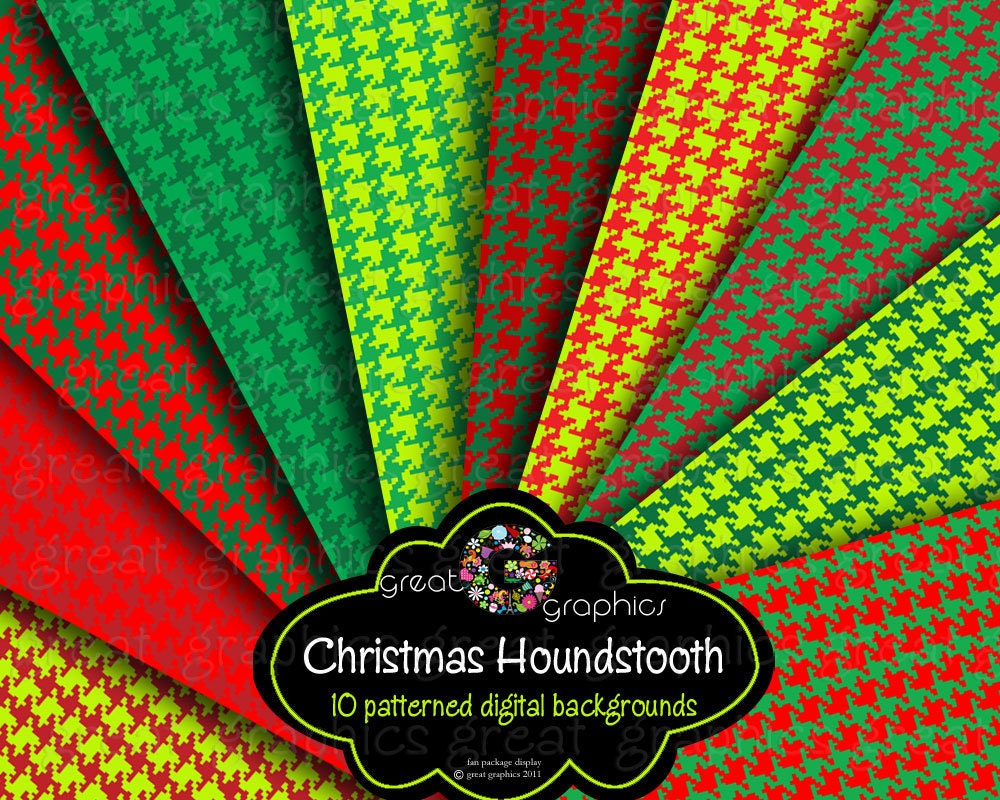 Christmas Houndstooth Christmas Digital Paper Printable Christmas Paper Red Green Houndstooth Paper Holiday Paper - Instant Download Il_570xn