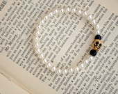 Annabel Lee Pearl & Skull Bone Bracelet (black)