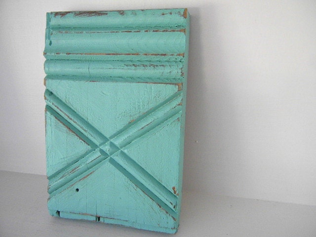 Architectural Salvage....carved wood block in Tiffany Blue