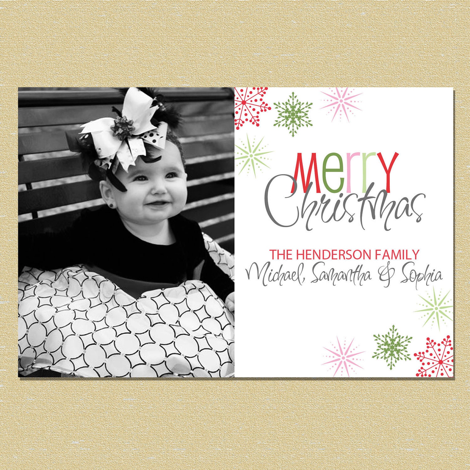 Snowflake - Merry Christmas Holiday Photo Greeting Card