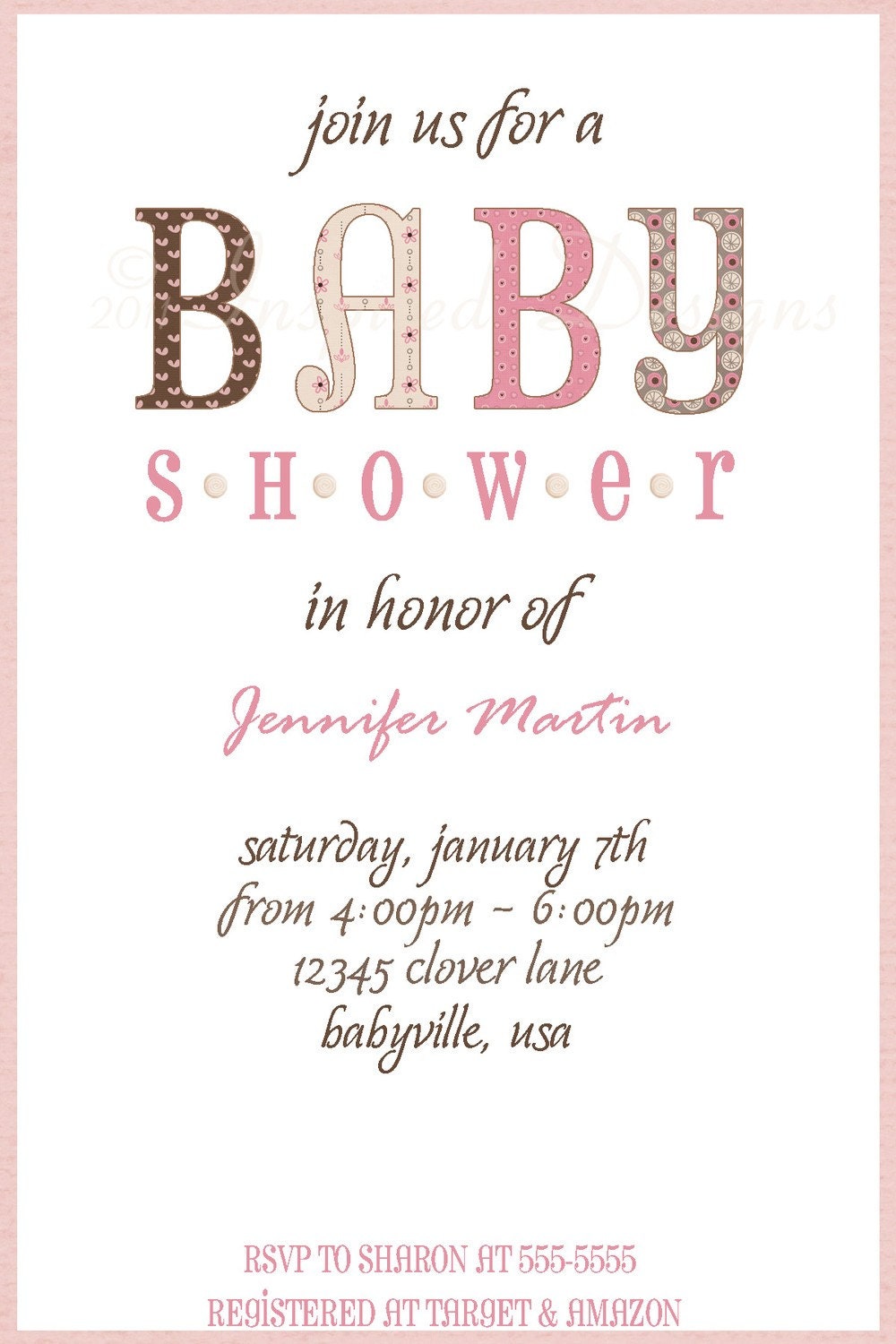 Simple Modern Baby Girl Shower Invitation Il_570xn