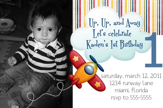 Airplane Photo Birthday Invitation - Any Age Il_570xn