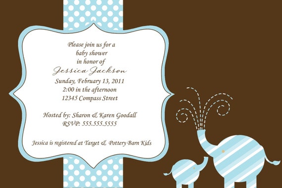 Striped Elephant Baby Shower Invitation (Customize Colors) Il_570xn