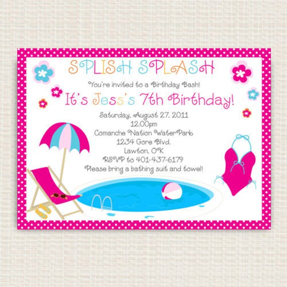 Pool Birthday Party Invitation Il_570xn