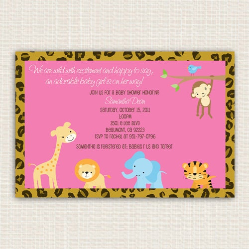 Safari Jungle with Animal Print Border Baby Shower Invitation Il_570xn