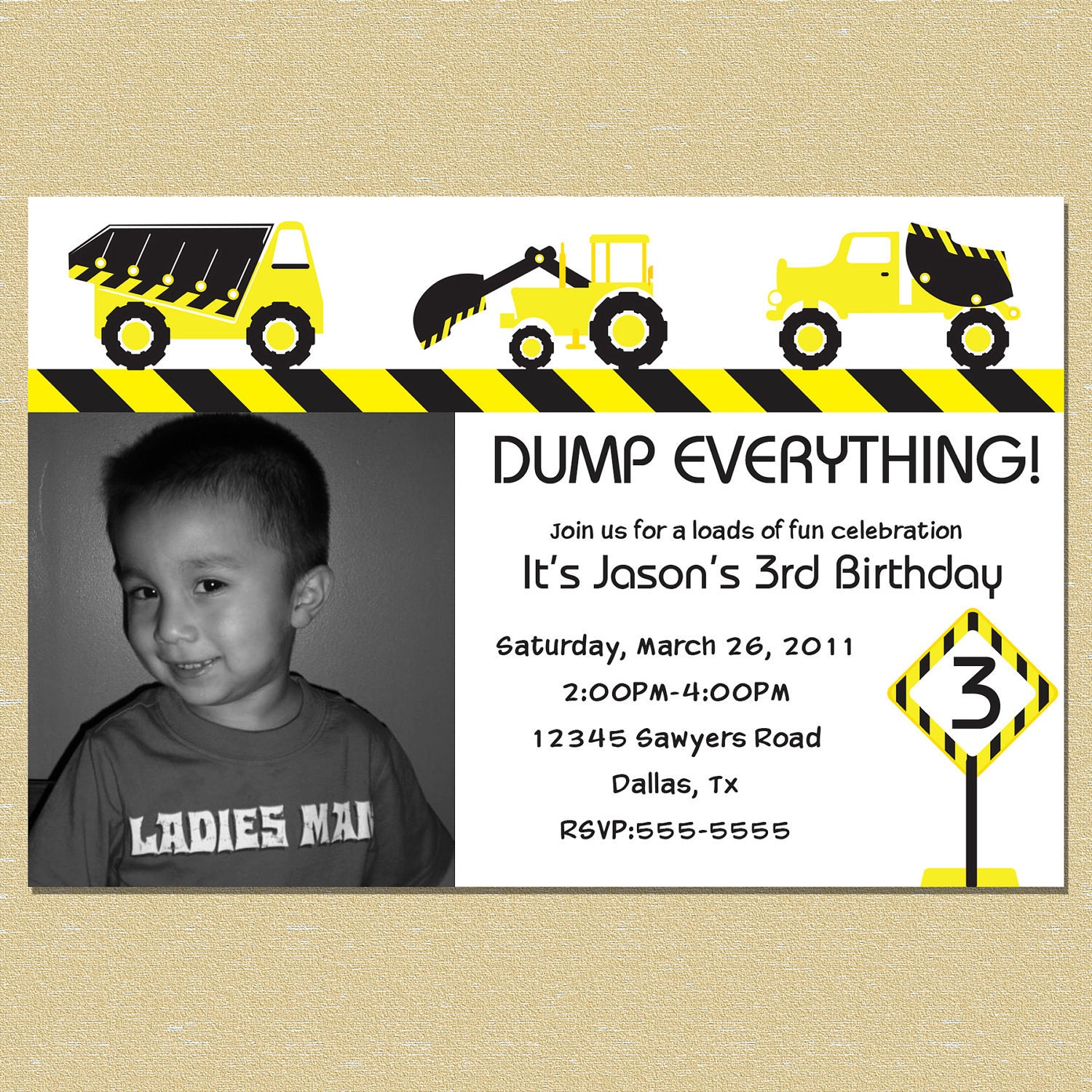 Under Construction Birthday Invitation - Boy - All Ages Il_570xn