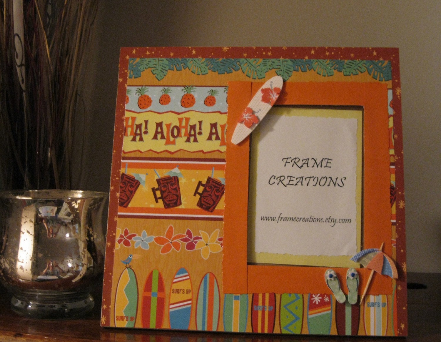 5x7 Travel Themed Hand Decorated Picture Frame by FrameCreations