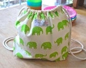 Toddler Backpack Lunch Bag - Green Elephants