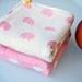 Set of 2 Double Gauze and Organic Terry Hand Towels / Wash Cloths - Pink Elephants