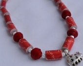 Paper Bead Little Girl's Necklace with Sterling Silver---Ladybug Charm