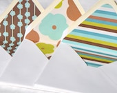Lined Envelopes, 5.75" Square, 100% Recycled Content, Set of 12, Blooms and Stripes