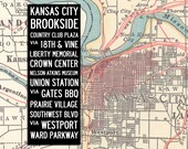 KANSAS CITY Bus Scroll, Subway Art, Tram Scroll, Destination Roll - Hand painted and distressed on artist canvas, ready to hang 22" x 59"