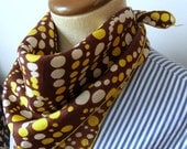 Vintage Cranberry,Lemon, & Cream Polka Dot Mod Women's Scarf/Hankie FREE SHIPPING