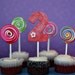 Lollipop and Age Fondant Toppers on a Stick for Cupcakes Perfect for your Candyland Themed Birthday Party
