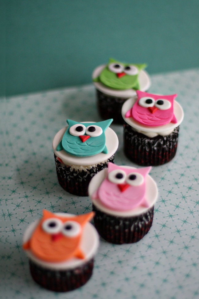 Owl Fondant Toppers for Cupcakes, Cookies or other Treats