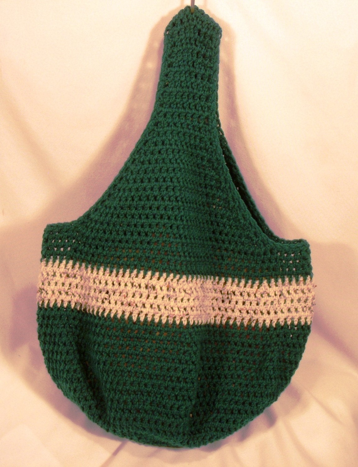 Crochet Teal and Cream Market Tote Bag